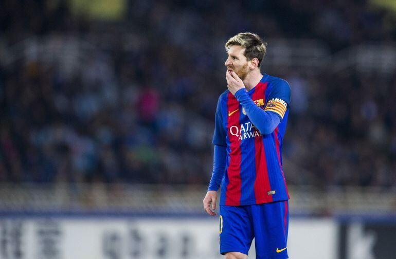 Messi, durante un partido con el Barça