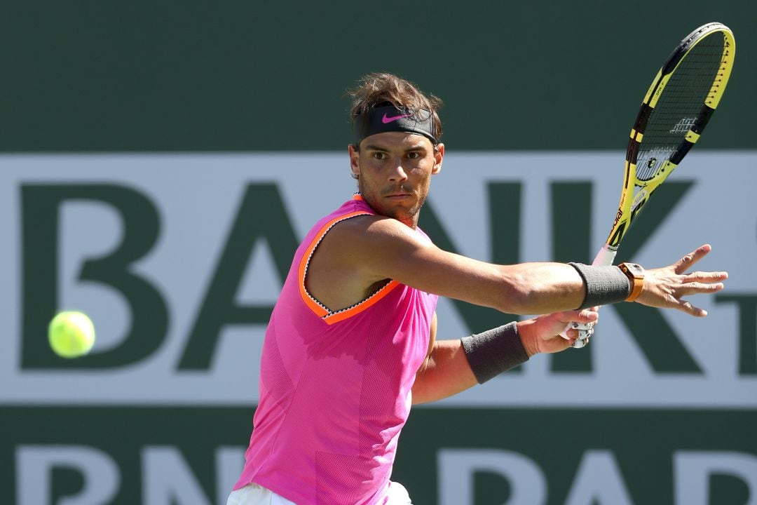 Rafa Nadal durante el partido de cuartos de final en Indian Wells