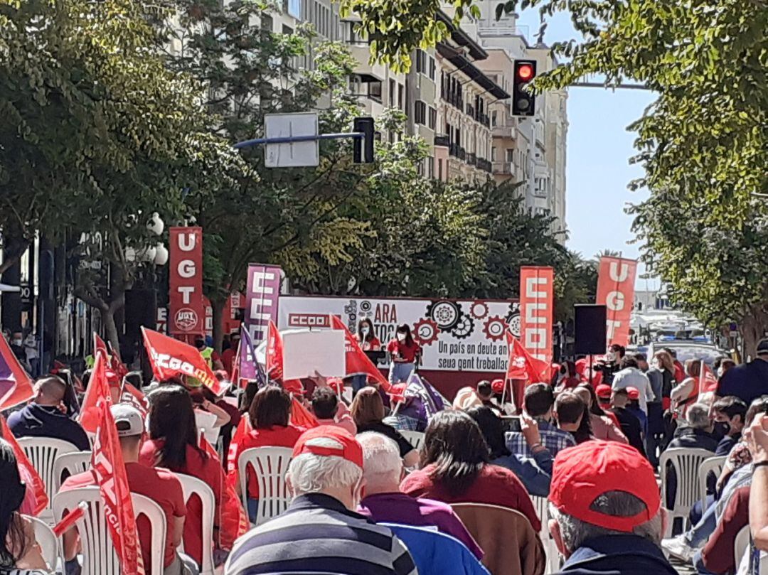 Concentración de los sindicatos en La Rambla por el 1 de mayo