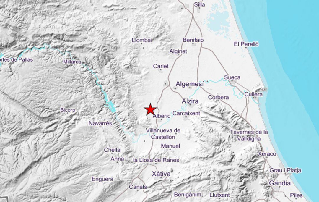 Epicentro del terremoto de este domingo en Tous.