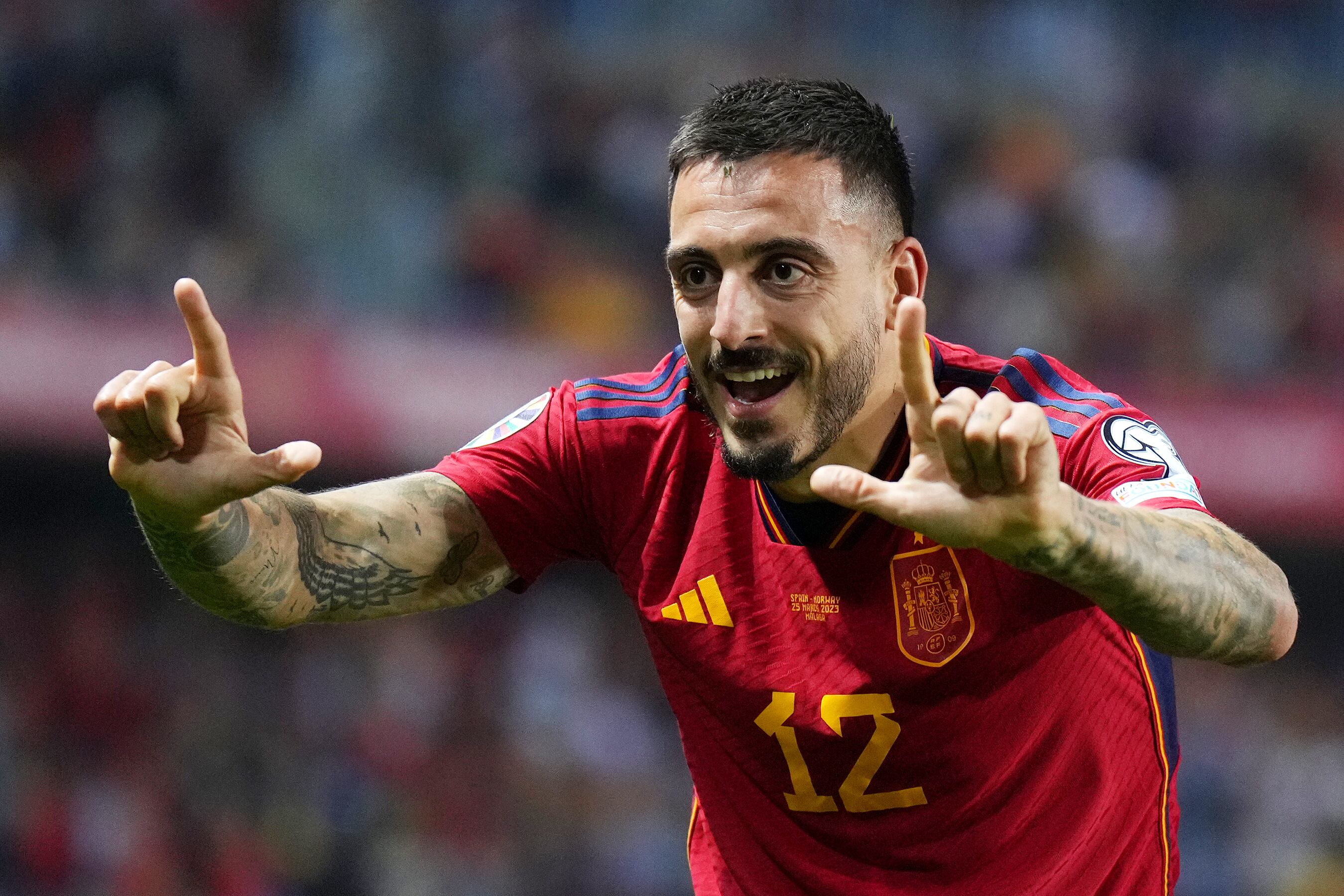 Joselu tras su doblete ante Noruega.