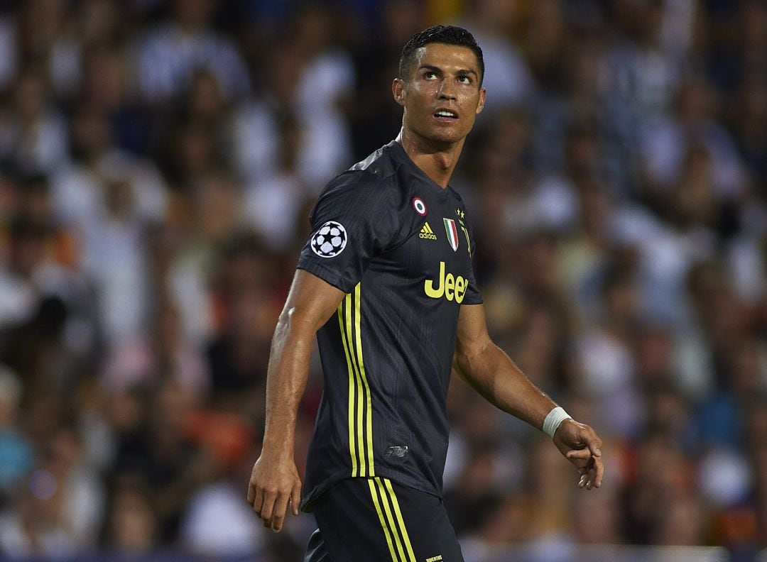 Cristiano Ronaldo, en el partido de Champions disputado con la Juventus en Mestalla.