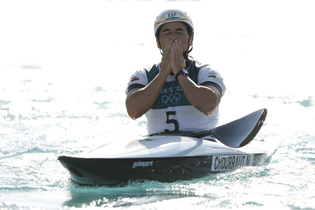 Maialen Chourraut, después de terminar el descenso que le ha dado su tercera medalla olímpica.