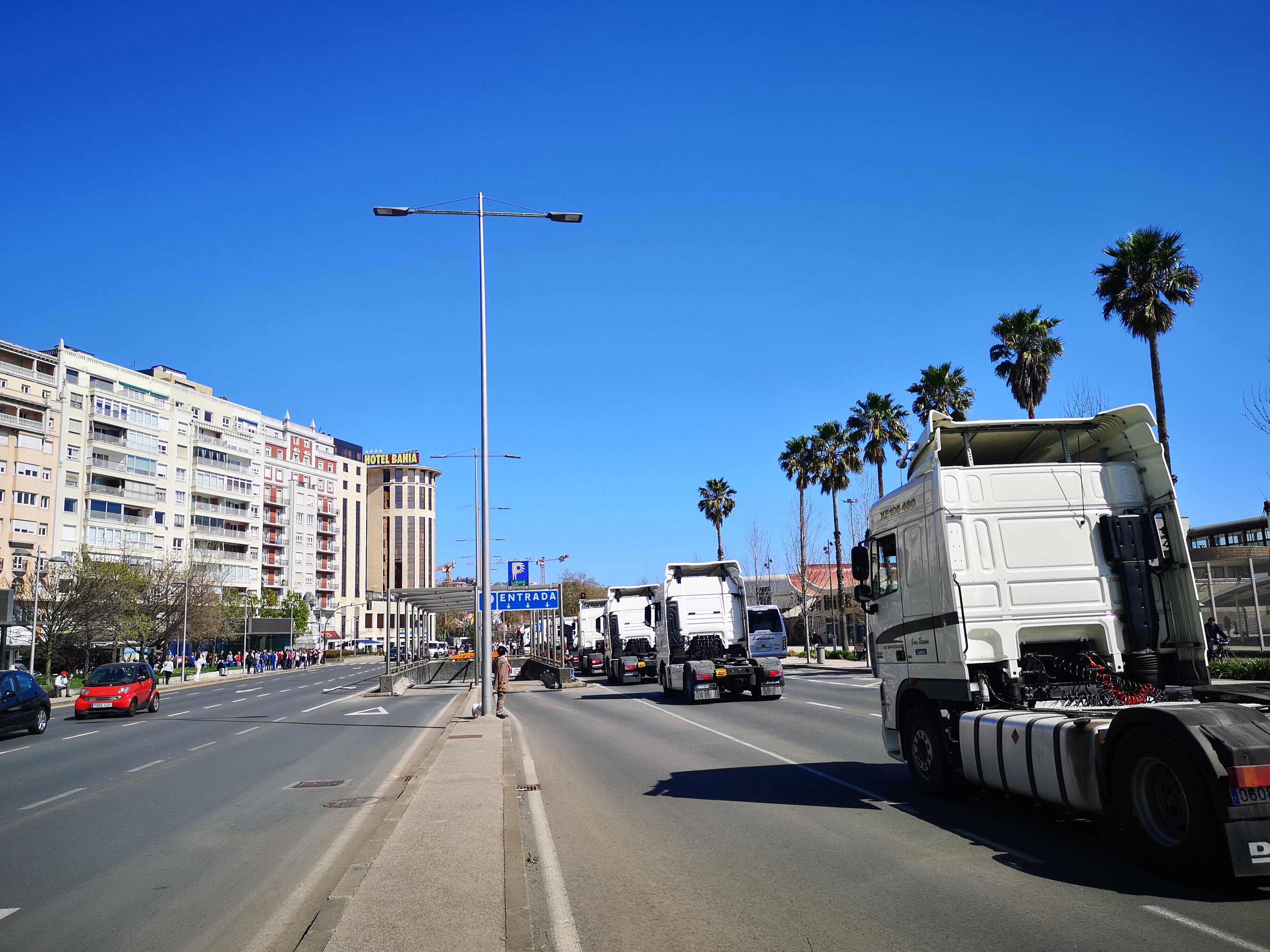 Manifestación de camioneros en Santander.