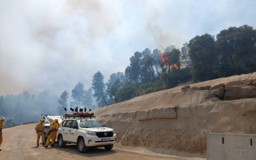 Operativo en el incendio forestal de Valderrobres (Teruel)