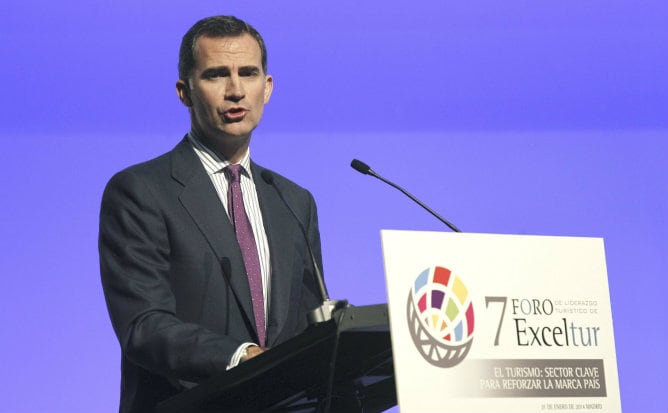 El príncipe Felipe durante su intervención en la clausura del VII Foro de Liderazgo Turístico de Exceltur el pasado martes 21 de enero