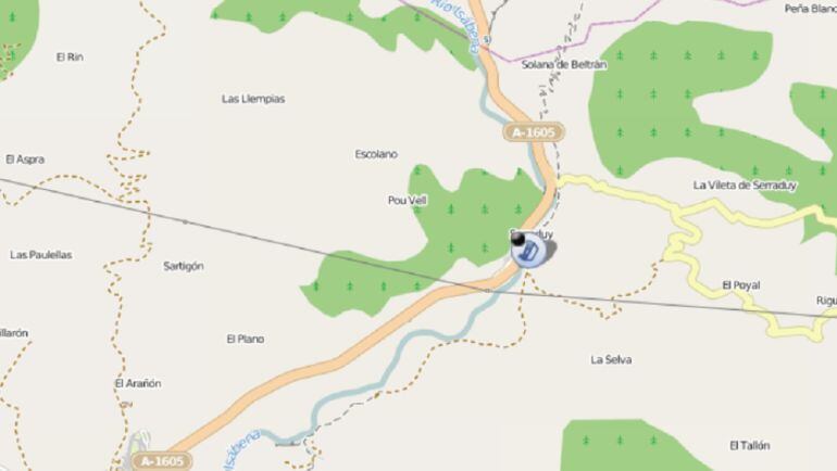 Captura del punto del accidente de la página web de la DGT 