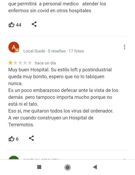 La opinión crítica de un usuario.