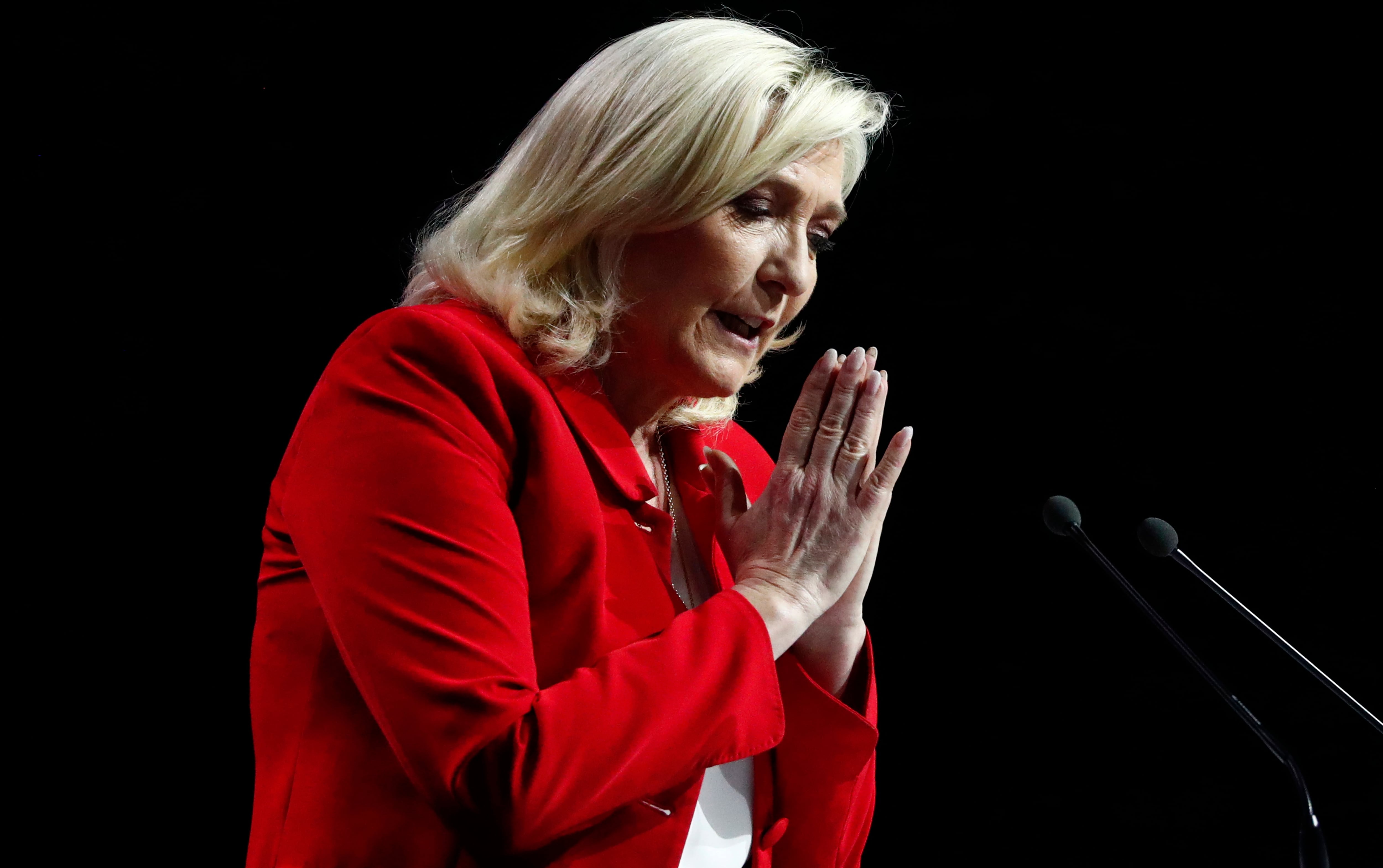 La ultraderechista Marine Le Pen durante un mitin de campaña