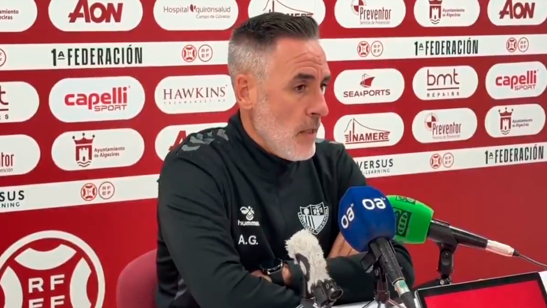 Abel Gómez en rueda de prensa tras el Algeciras CF - Antequera CF
