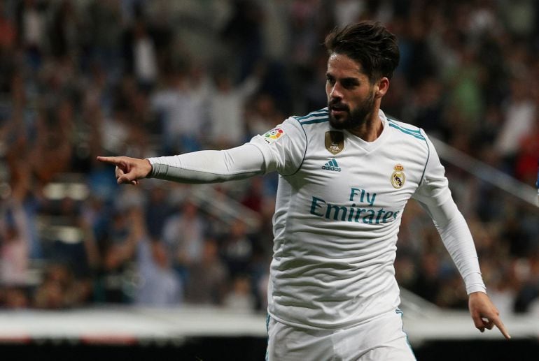 Isco celebra el segundo gol de la noche ante el Espanyol.