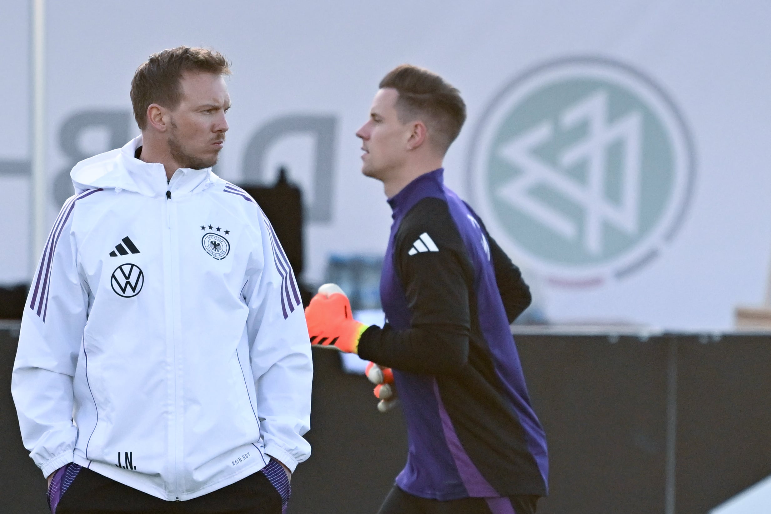 Ter Stegen, durante un entrenamiento con la selección alemana