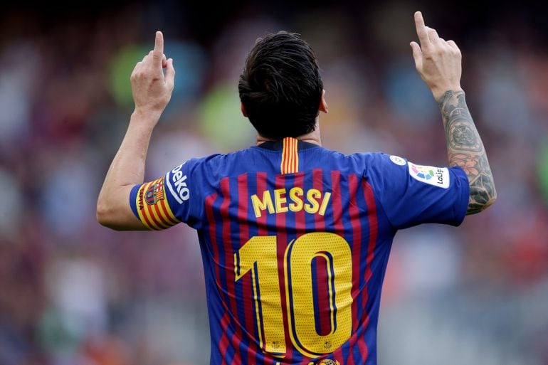 Messi, celebrando un gol