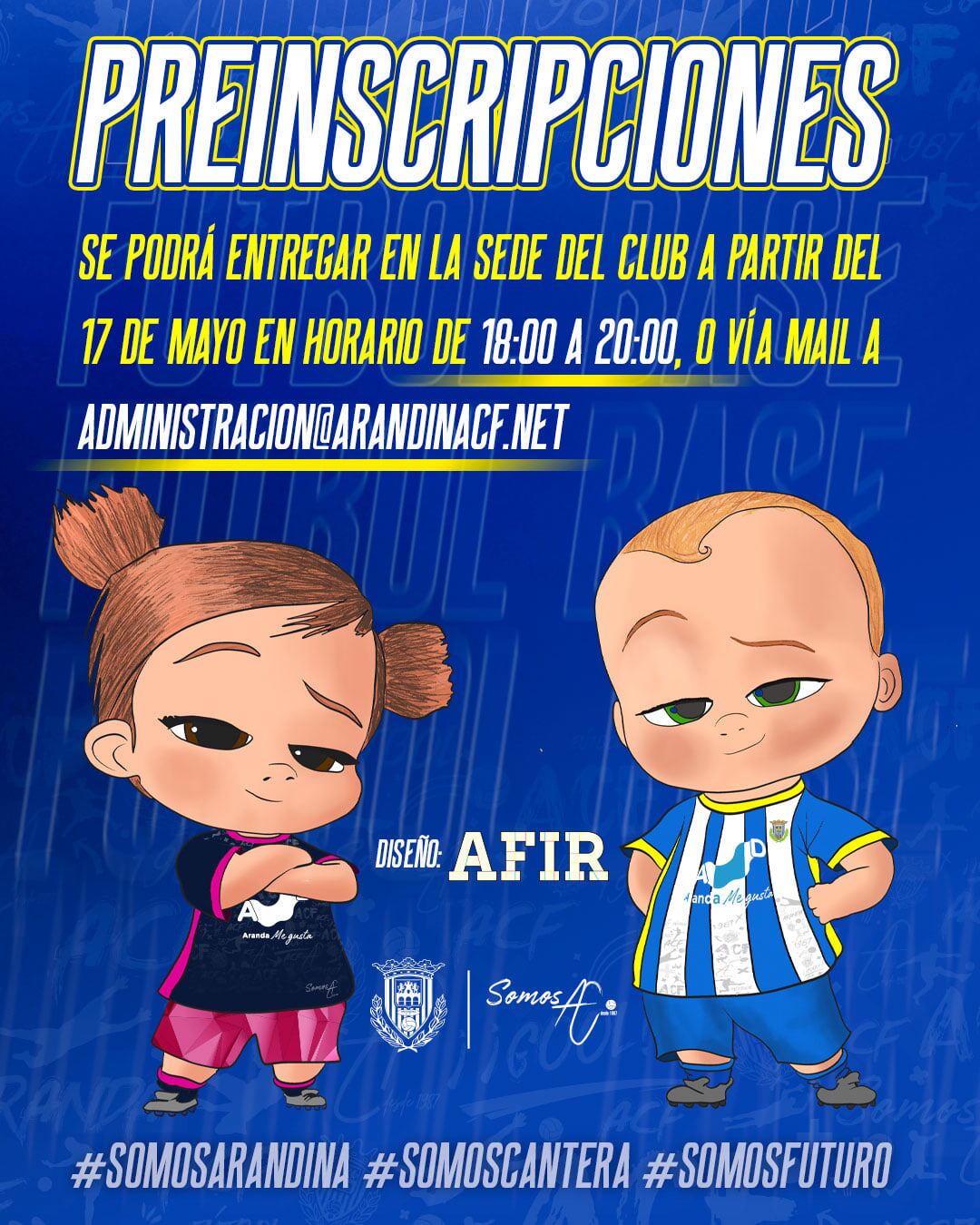 Cartel de la Arandina para la captación de categorías inferiores de cara a la temporada 2022-2023