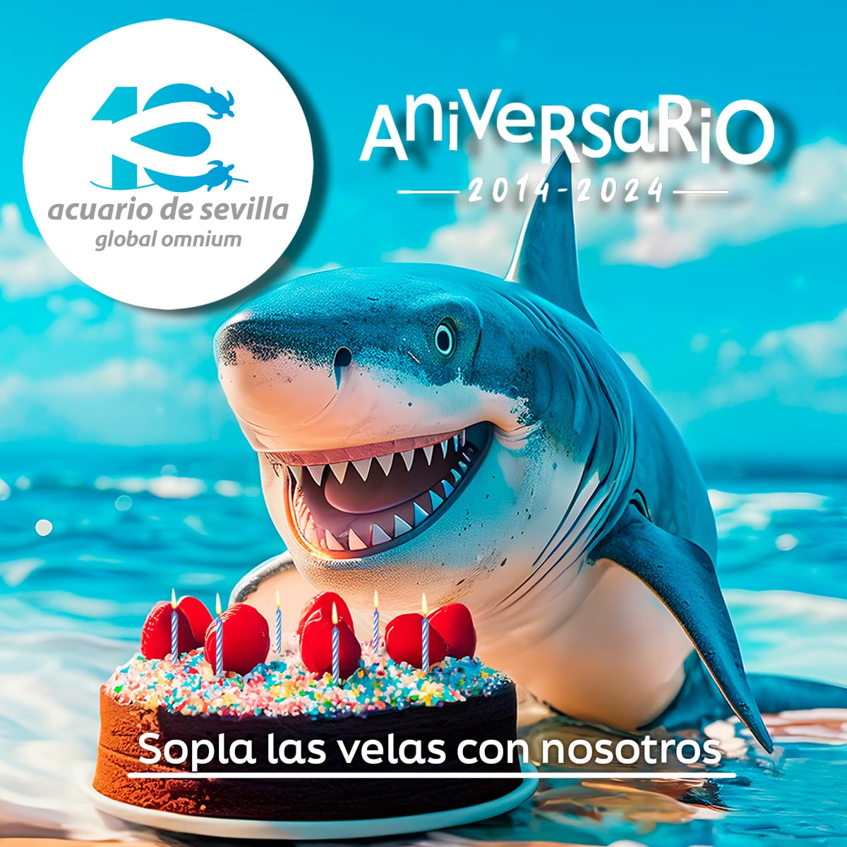 Cartel del décimo aniversario del Acuario de Sevilla