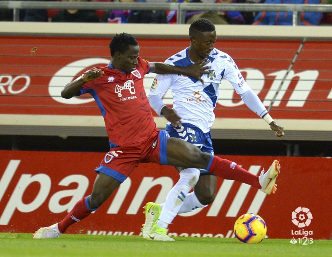 Yeboah, en la imagen ante el Tenerife, será alta para visitar al Mallorca.