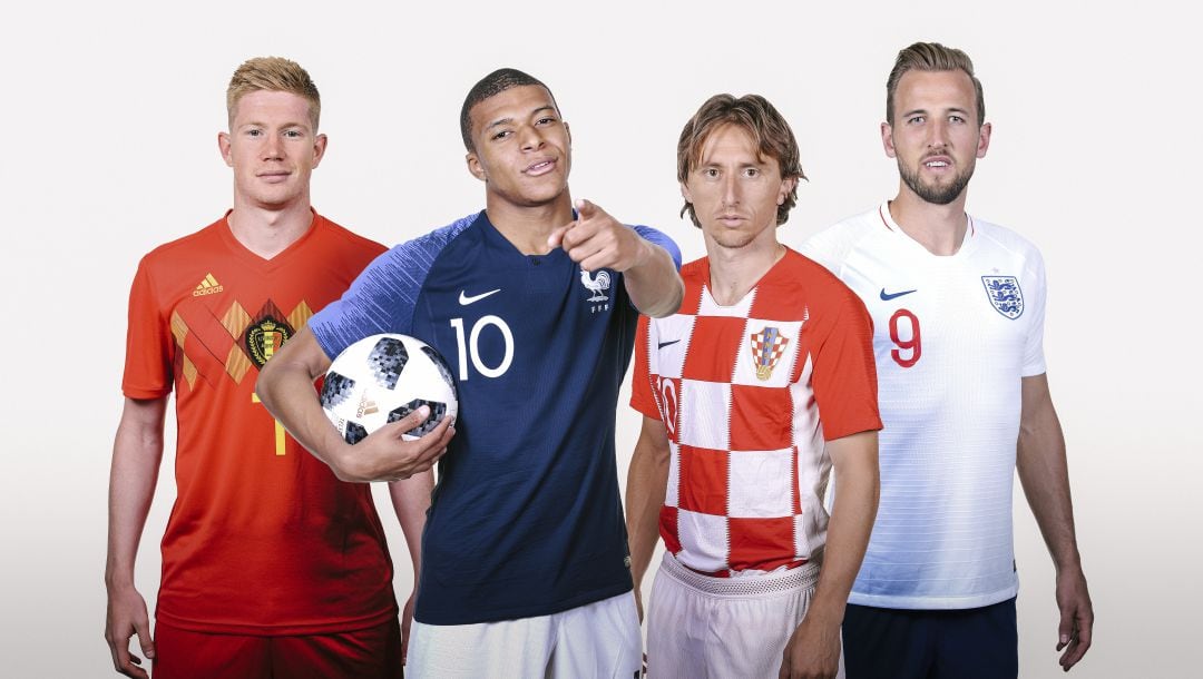 De Bruyne, Mbappé, Modric y Kane publicitando el Mundial 2018