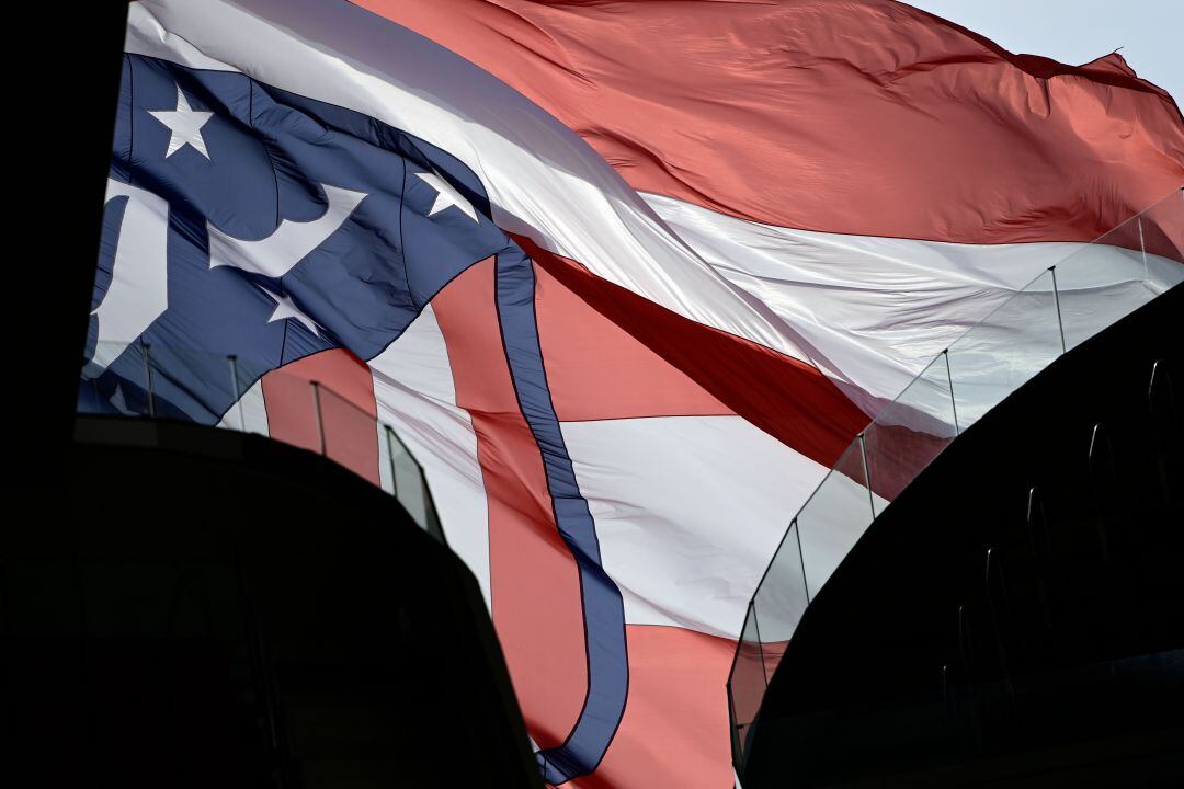 La bandera del Atlético de Madrid