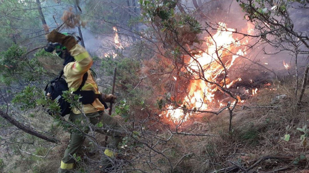 Trabajando contra un incendio