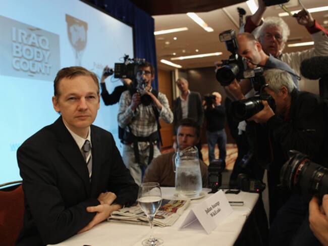 El fundador de Wikileaks, Julian Assange, durante una rueda de prensa en el hotel Park Plaza Hotel en octubre de 2010.