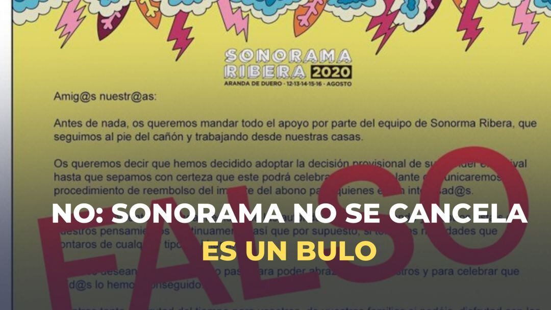 La organización de Sonorama denuncia la utilización de su imagen para difundir a través de un montaje la falsa suspensión de la edición 2020