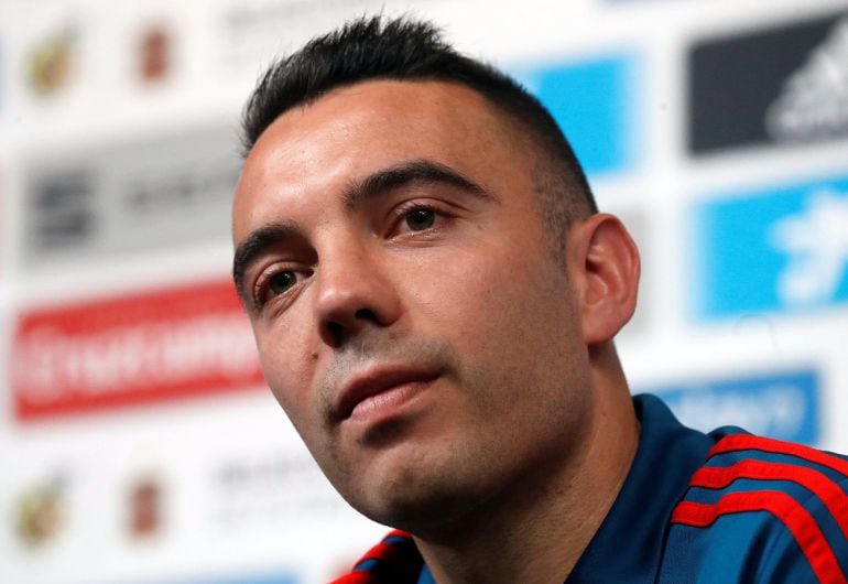 Iago Aspas durante su última rueda de prensa antes del debut