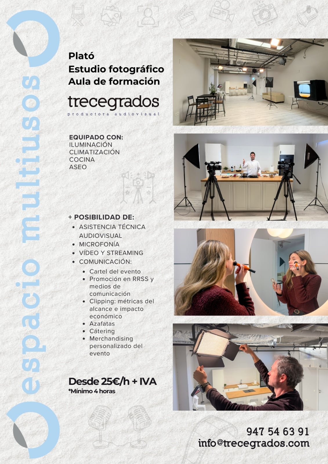 Infografía con todos los servicios que prestan en Trecegrados