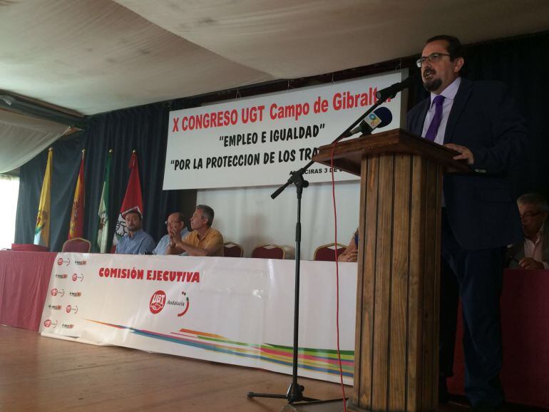 Ángel Serrano, durante el Congreso de UGT en el que ha sido reelegido secretario general del Campo de Gibraltar.