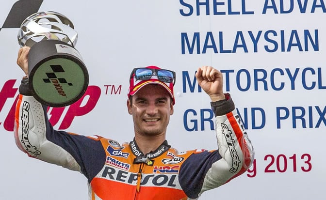 Pedrosa celebra el triunfo en Sepang