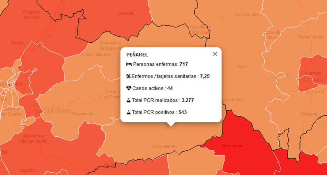 Los datos del Servicio de Epidemiología de la Junta de Castilla y León referentes a la Zona Básica de Salud de Peñafiel tras el fin de semana.