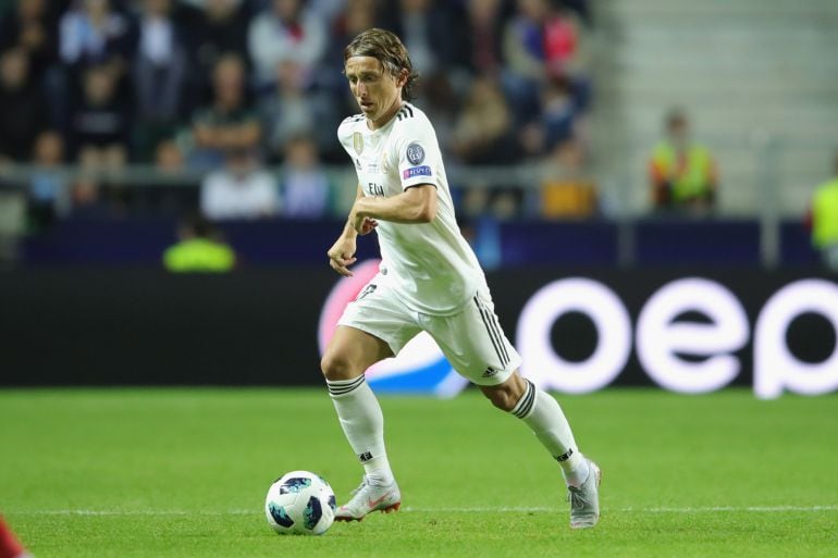 Luka Modric durante la final de la Supercopa de Europa 