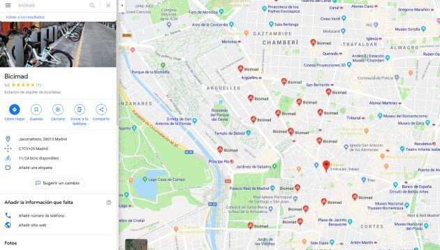 Estaciones de Bicimad repartidas por Madrid.