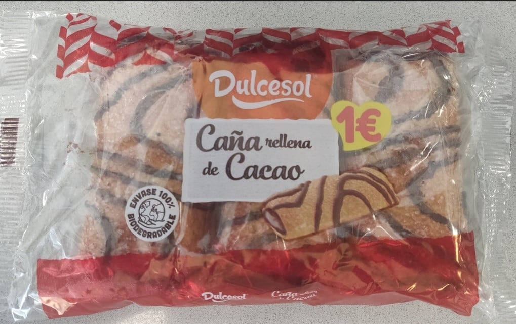 Caña rellena de Cacao Dulcesol.