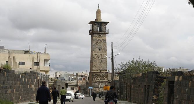 Minarete de la mezquita de de Omari en Deraa (Siria)