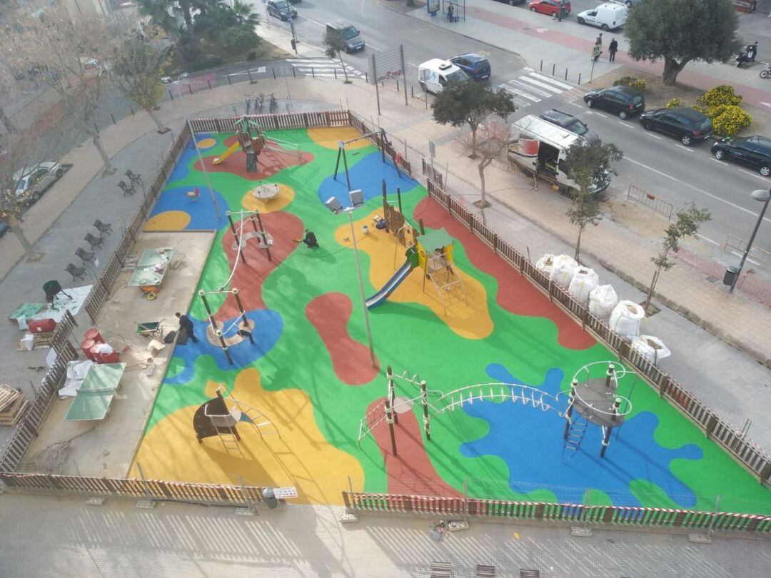 Vista aérea del nuevo pavimento