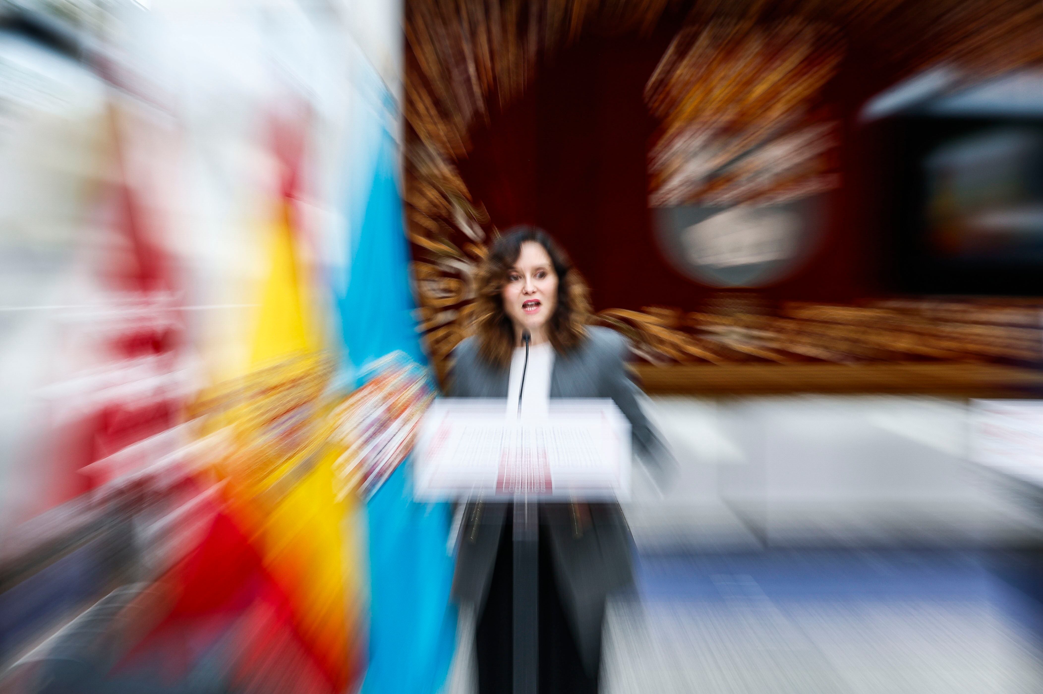 La presidenta de la Comunidad de Madrid, Isabel Díaz Ayuso, durante una rueda de prensa tras la reunión del Consejo de Gobierno