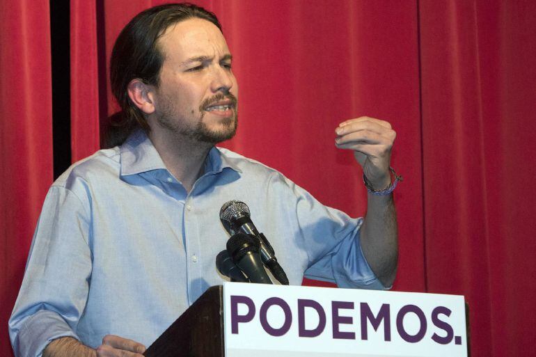 Pablo Iglesias, durante un acto público con residentes españoles durante su reciente visita a Nueva York