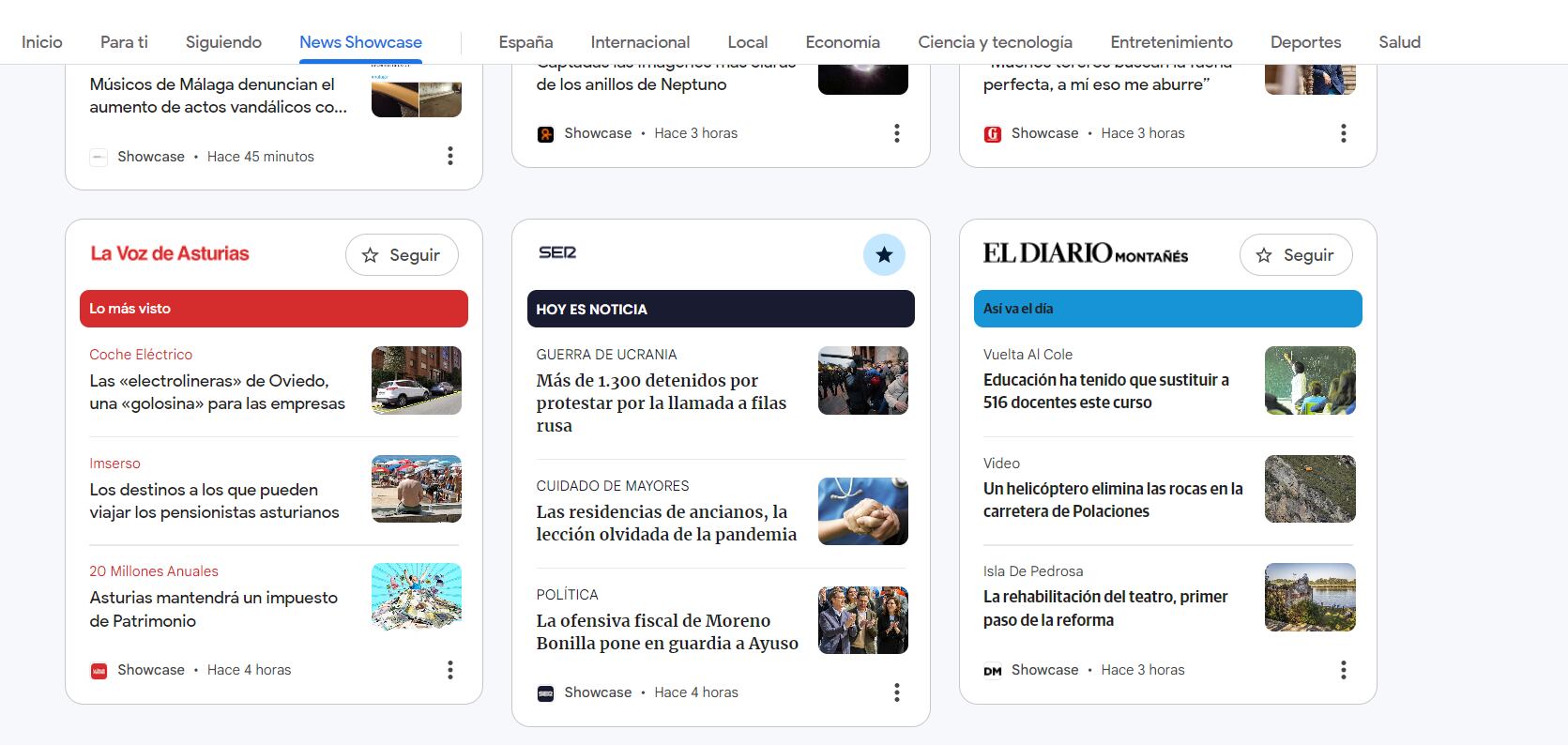 Así es Google News Showcase.