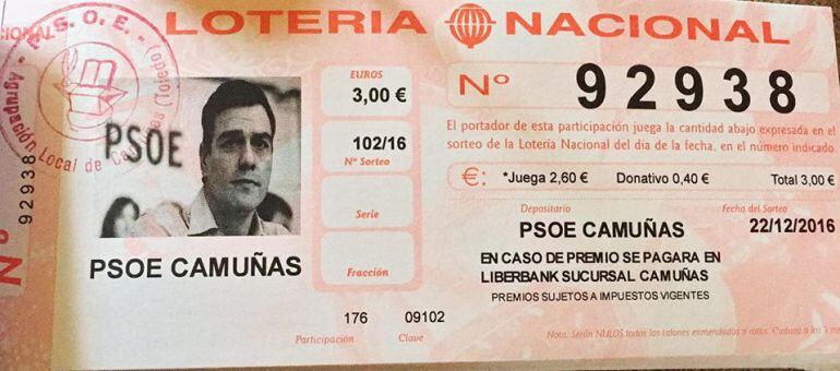 Imagen de la participación de Lotería con la cara de Pedro Sánchez