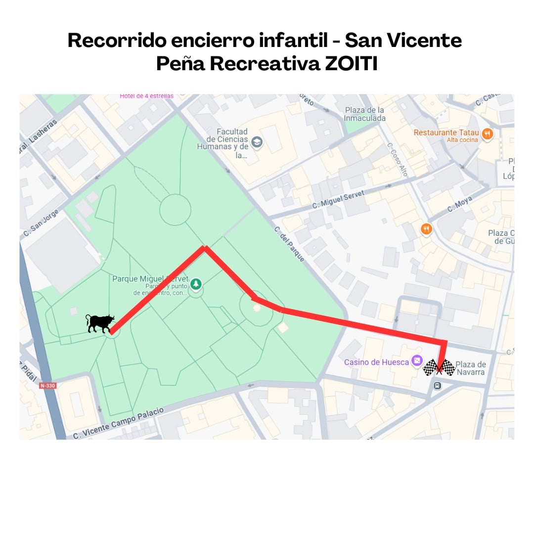 Recorrido que seguirá el Encierro infantil de San Vicente, organizado por la Zoiti