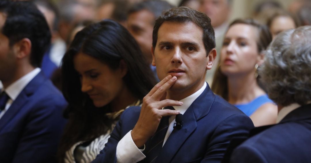 El presidente de Ciudadanos, Albert Rivera, en un desayuno informativo este jueves en Madrid