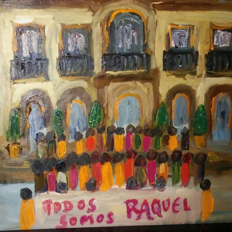 Pintura de apoyo a la presidenta del Comité de Empresa, Raqule Agüeros