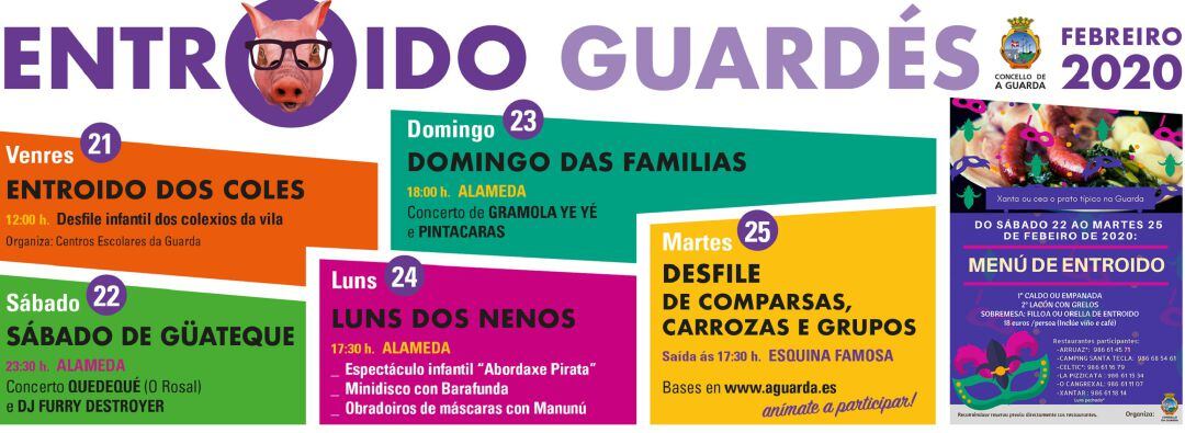 Cartel de actividades del Entroido de A Guarda para este año. 