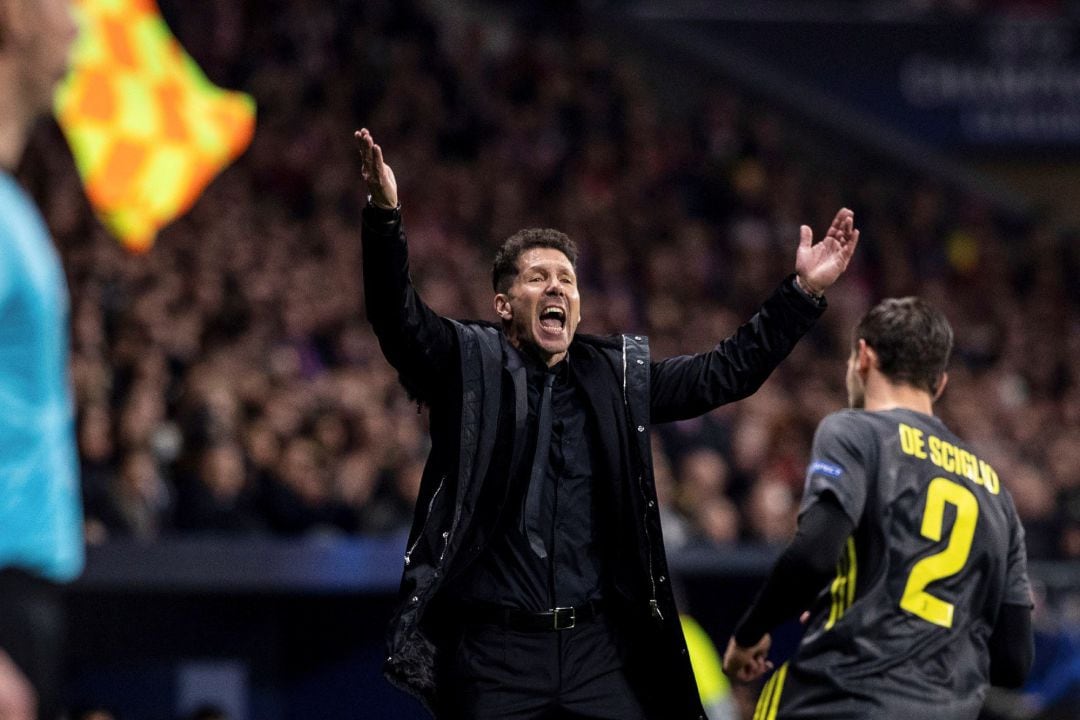 Simeone, en el partido del Atlético ante la Juventus