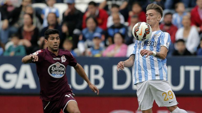 Samu Castillejo en el partido contra el Deportivo