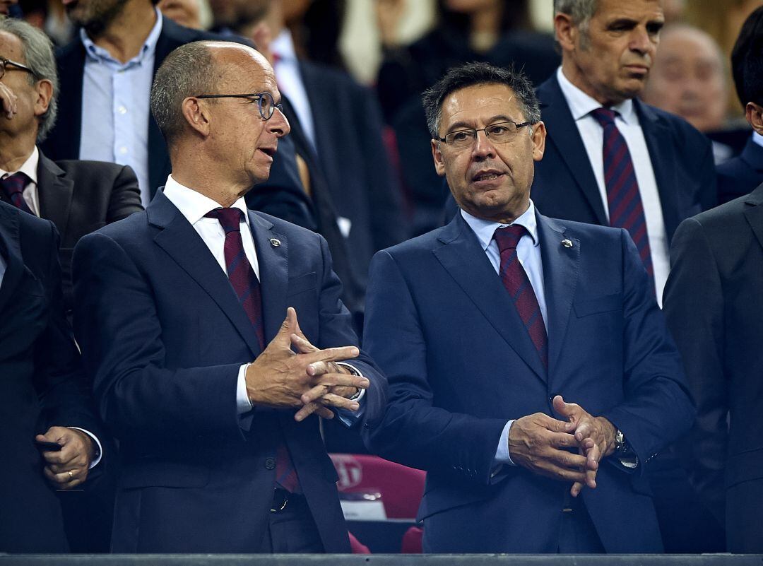 Cardoner i Bartomeu, a la llotja del Camp Nou.