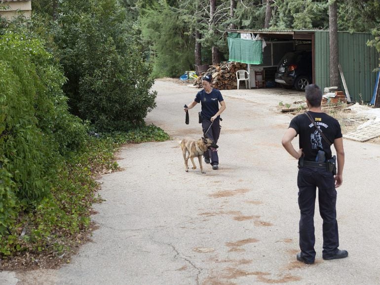 La unidad canina de la Policía Nacional registra una finca en Chillarón, Cuenca, propiedad de la familia de Sergio