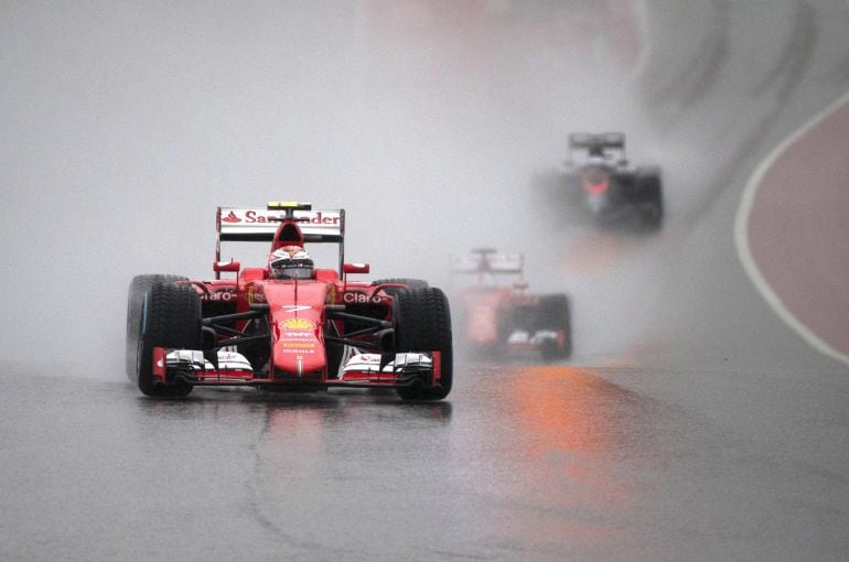 Kimi Raikkonen en un Circuito de las Américas pasado por agua.