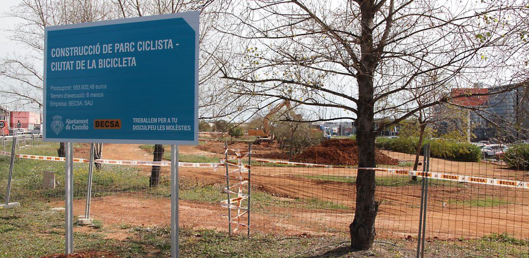 Imagen de las obras de construcción del parque ciclista