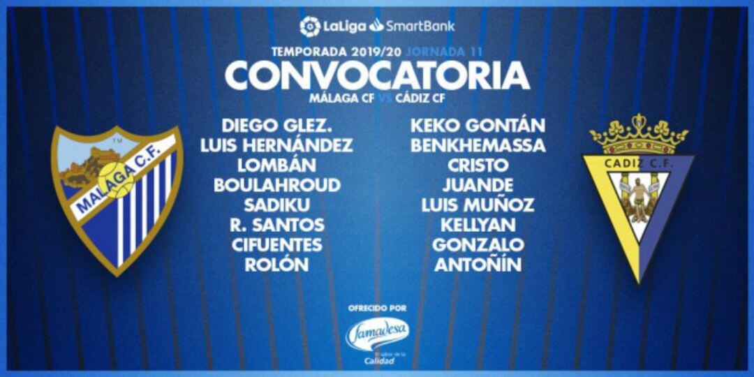 Así anunció el Málaga la convocatoria para recibir al Cádiz